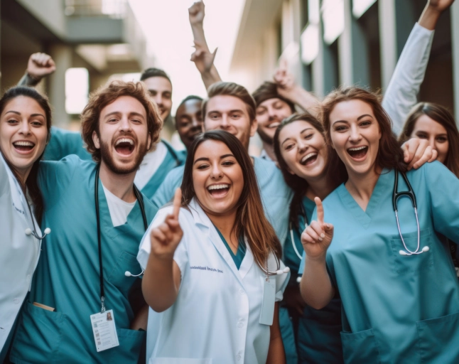 A group of nurse laughing together