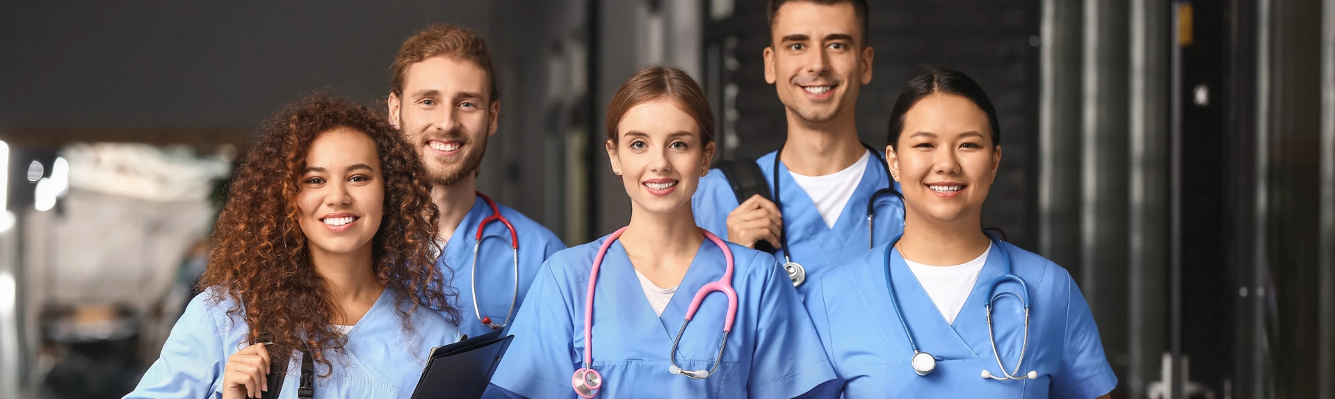 A group of nursing students smiling together